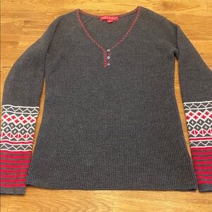 Krimson Clover Gray and Red Women's Wool Sweater